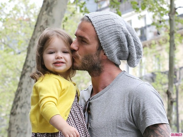 Harper Seven Beckham with father David Beckham