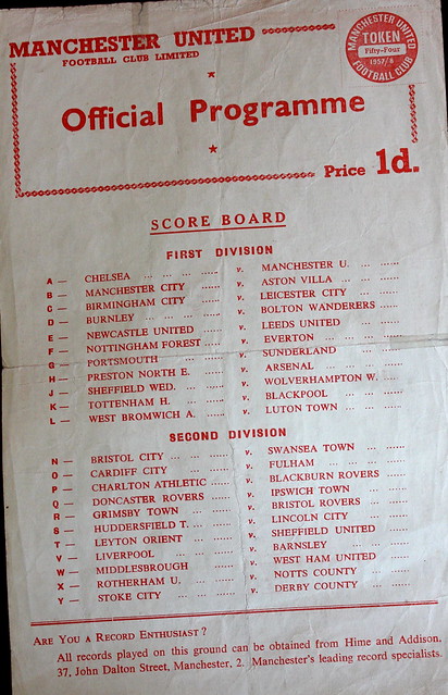 Manchester United v Huddersfield Town Reserves (Token Intact) 26-04-58