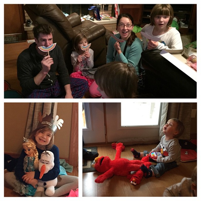Just a few moments from opening presents this morning with the Federspills. #christmas #presents #elmo #frozen