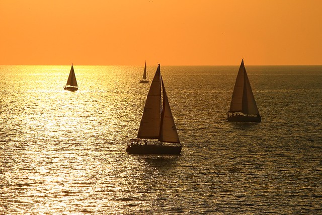 sailing at the golden hour - Tel-Aviv beach