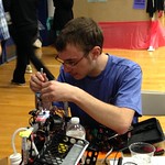 A student working on his robot