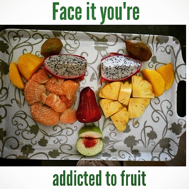 Face it, youre addicted to fruit.  Eyes: Dragonfruit  Eyebrows: Sapodilla  Nose: Rose apple  Left Cheek: Pomelo melon  Right Cheek: Pineapple  Ears: Sweet mango  Mouth: Guava  Tongue: Crystalized sweet and savory dipping sauce  #iLBB #iLBBandhealthy