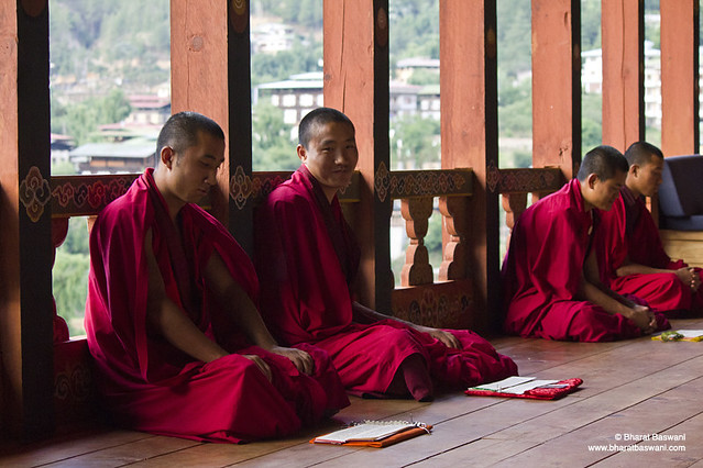 Monks at Tashichho Dzong, Thimphu, Bhutan