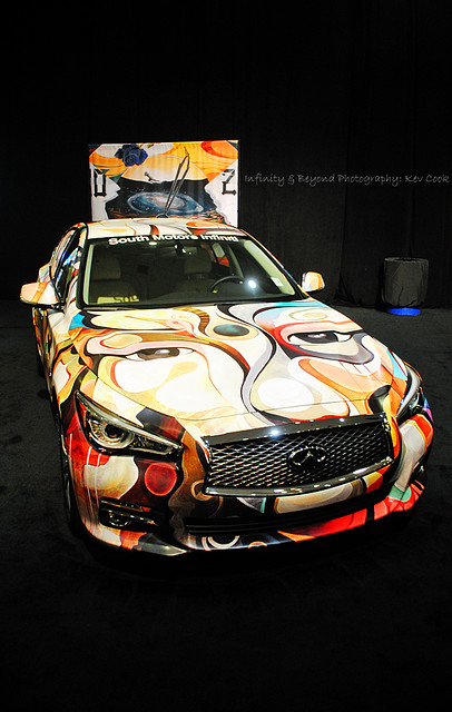 auto show street urban art car miami vinyl wrapped wrap infiniti 2014 q50 bktheartist