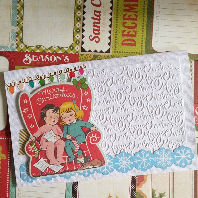 Last minute made this Christmas card. #christmas #octoberafternoon #echoparkpaper #sizzix