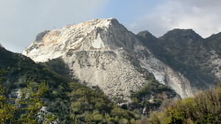 Tearing down the mountain - Carrara marble quarries, Apuan Alps, Tuscany, Italy..