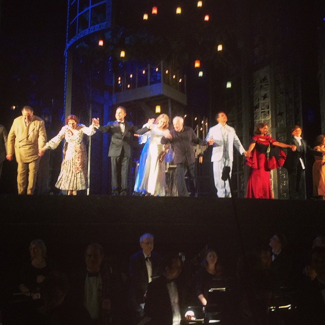 The cast of Le Nozze di Figaro with the Met Orchestra taking their bows