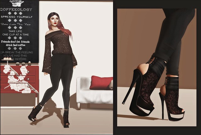 | Chocolate Cherry Cola Coffee | featuring :{MV}: Moirae Heels for 21Shoe