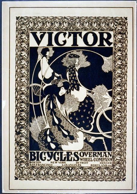 : Will Bradley - Three women on bicycles (1895)