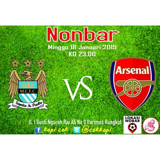 Lokasi Nobar: Rekomendasi lokasi nobar Surabaya | MCFC vs Arsenal | @cokkopi