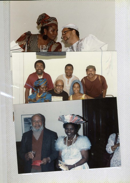 Tess Onwueme with Michael Thelwell and Dudley Randall at the International Conference on Black Women Writers of Magic Realism, 1992
