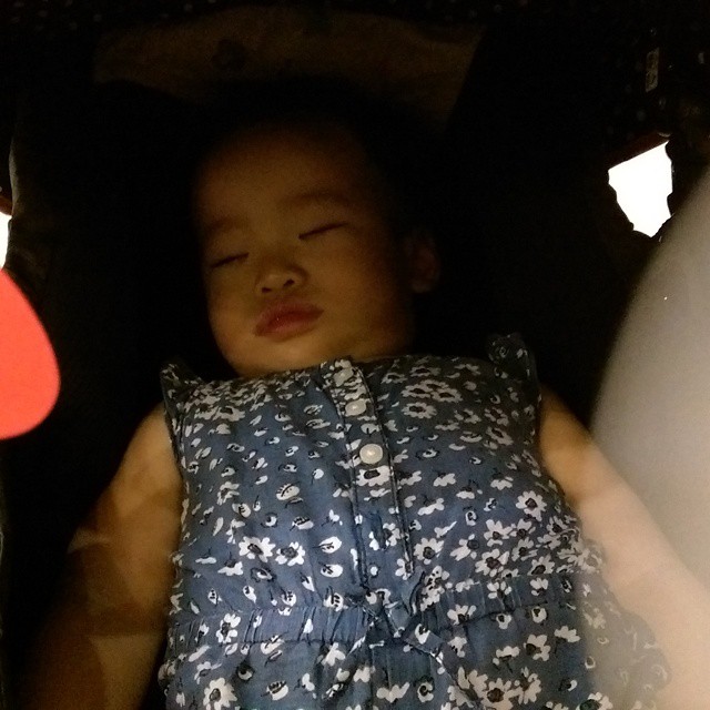 #ChuaMayErn sleeping after being such a guai girl throughout the 1 hour of visiting the Parliament House & paying our last respects to the late Mr Lee Kuan Yew. @carolin_tan & I will make sure May Ern & our other future children will remember what Mr Lee