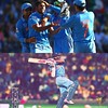 🏆Umesh Yadav of India celebrates with his team after taking the wicket of Aaron Finch of Australia during the 2015 Cricket World Cup Semi Final match between Australia and India at Sydney Cricket Ground on March 26, 2015 in Sydney, Australia. :trop
