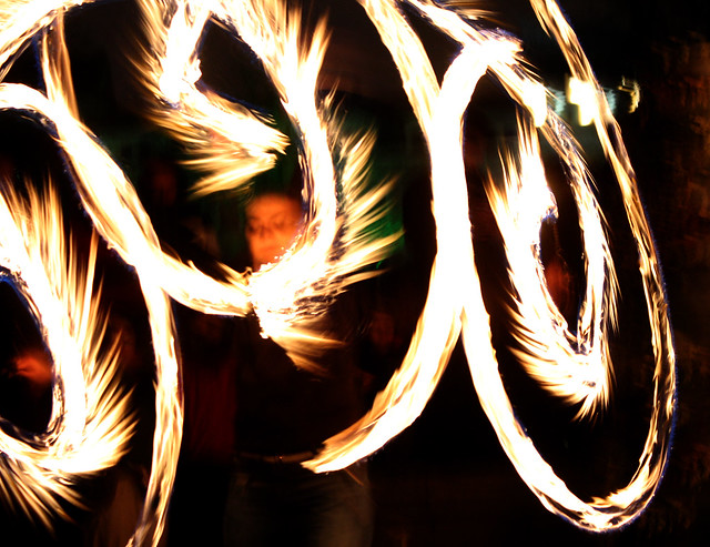 Flame dance performance at Bulgarias Earth Hour event
