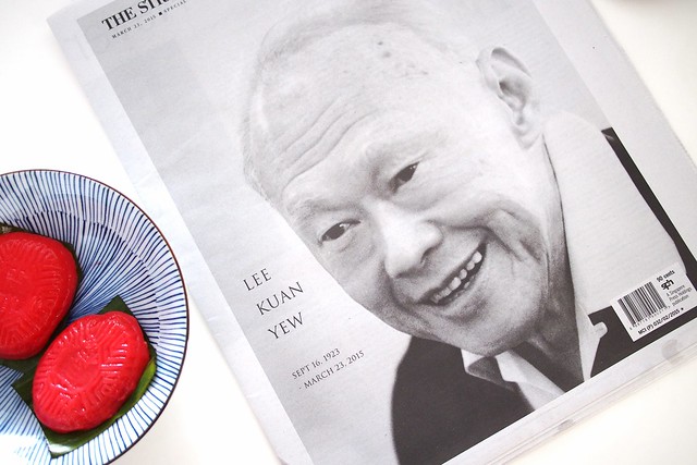 Straits Times Special Edition on the Death of Lee Kuan Yew, and ang ku kueh