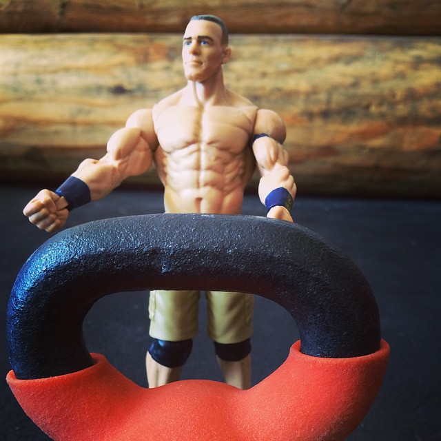 This one is for @shelleandersonphotography (shes a big fan) Dreamy McCena bout to rock some 600lb #kettlebell squats #johncena #cena #nevergiveup #kettlebells #wod #workout #fitfam #fitfluential #fitness #wwe