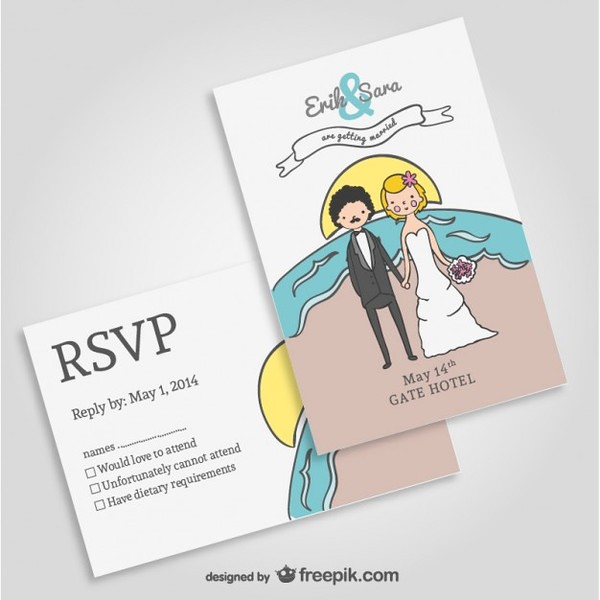 Beach Wedding Invitation Mock-Up Free Vector