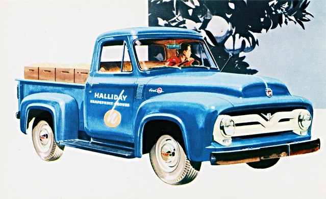 ford 1955 truck postcard pickup f100