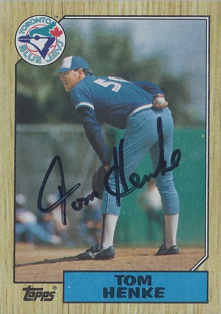 1987 Topps - Tom Henke #510 (Pitcher) - Autographed Baseball Card (Toronto Blue Jays)