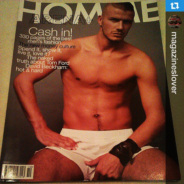 #Repost @magazineslover with @repostapp.・・・Classic #cover: David Beckham in Arena Homme + #magazine, Autumn/Winter 2000/2001 issue, ahir by Steve Klein #mag #magazinecover #frontcover #frontpage #davidbeckham #beckham #shirtless #portrait #football #becks