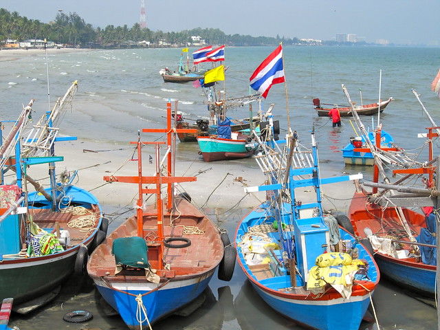 Bateaux de pêche à Hua Hin, Thaïlande