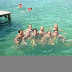 Students swimming while studying abroad.