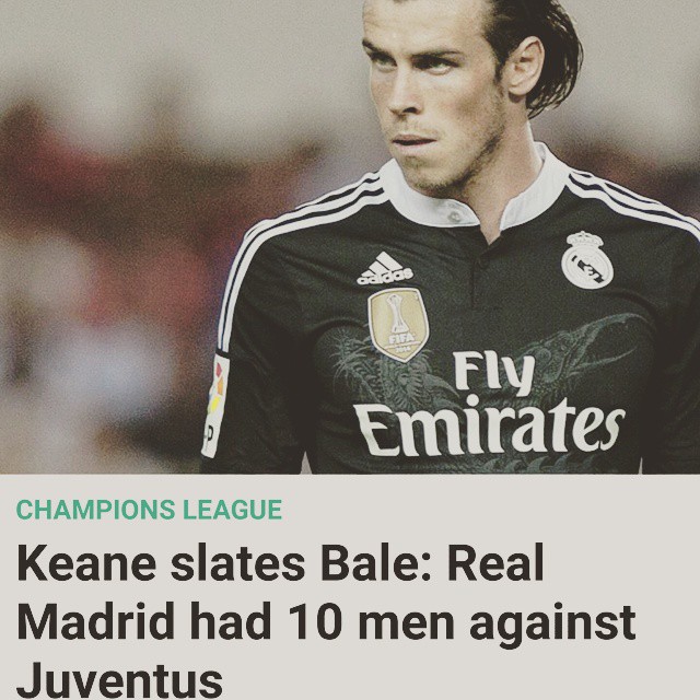 Roy Keane lashed out at Gareth Bale following his ineffective performance against Juventusand claimed Real Madrid were playing with 10 men in the first leg of their Champions League semi-final.⚽⚽👎👎😃 #championsl