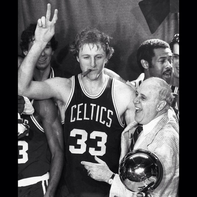 #TBT: Larry Bird led the Boston Celtics to an NBA title over the Houston Rockets on May 14, 1981. #throwback #celtics #rockets #basketball #nba #playoffs