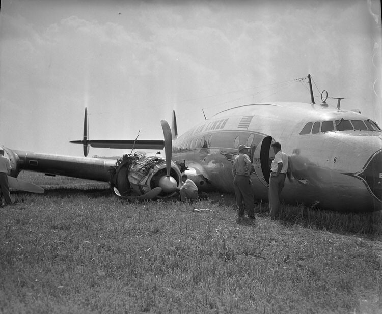 : Eastern Air Liner crash landing, Curles Neck Farm   July 21, 1951