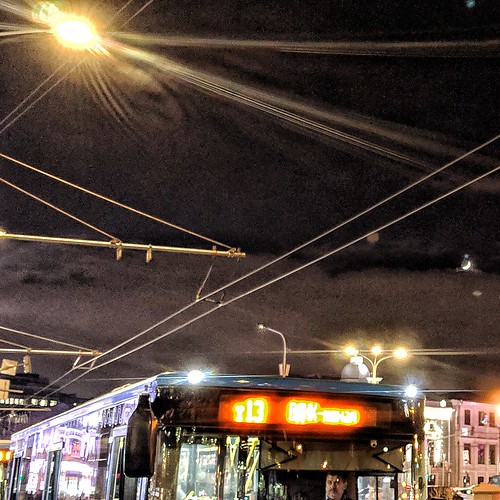 crescent moon over bus number T13 ©  sergej xarkonnen