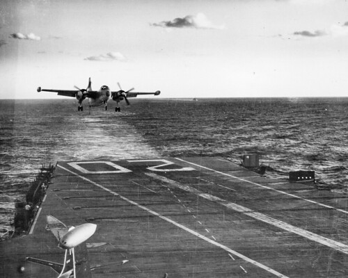 North American Savage landing on USS Bennington 1956-57 ©  Robert Sullivan