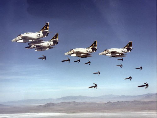 A-4M Skyhawks of VMA-331 drop bombs 1978 ©  Robert Sullivan