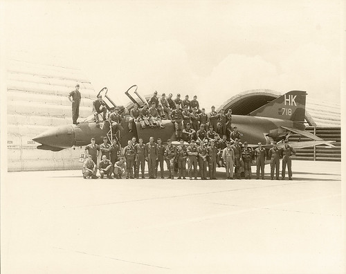 Air crew members of the 480th Tactical Fighter Wing, stand in front of an aircraft September 1970 at Phu Cat Air Base, South Vietnam. ©  Robert Sullivan