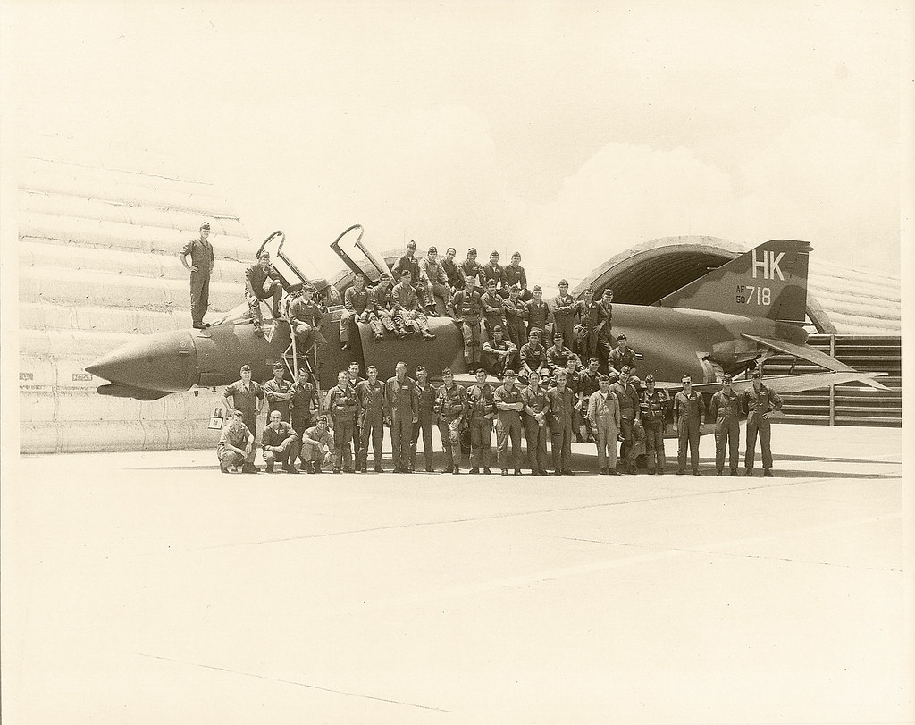 : Air crew members of the 480th Tactical Fighter Wing, stand in front of an aircraft September 1970 at Phu Cat Air Base, South Vietnam.