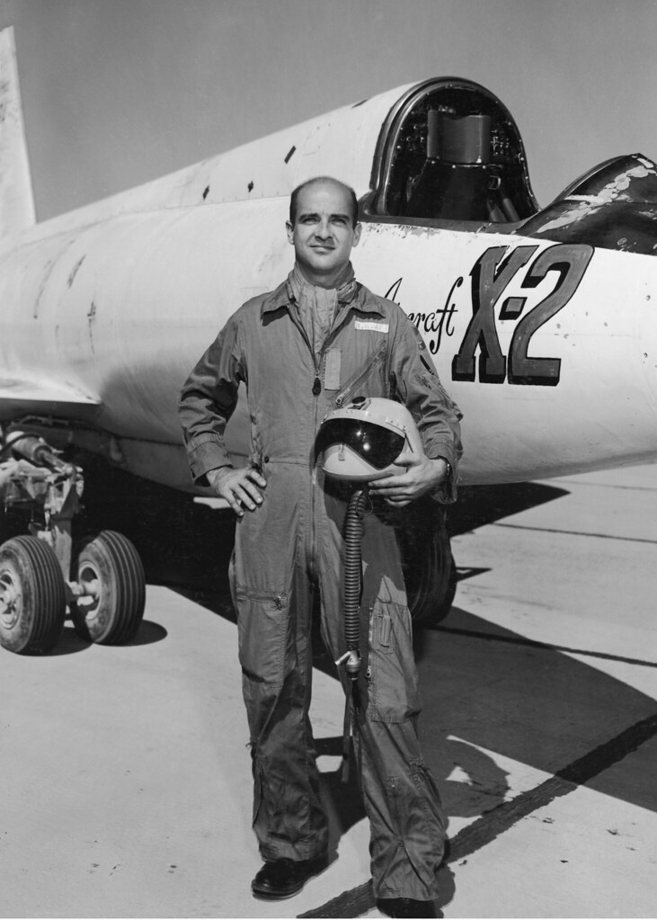: Capt. Milburn G. Mel Apt stands in front of the Bell X-2