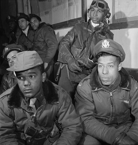Tuskegee airmen attending a briefing in Ramitelli Italy. ©  Robert Sullivan