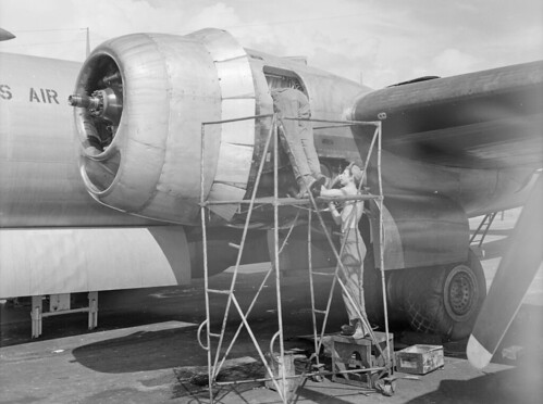 1950 at Kadena Air Base   -   R-3350 maintenance at Kadena 1950 ©  Robert Sullivan