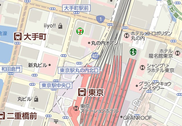 多少場所にもよるが、東京駅と大手町駅の間...