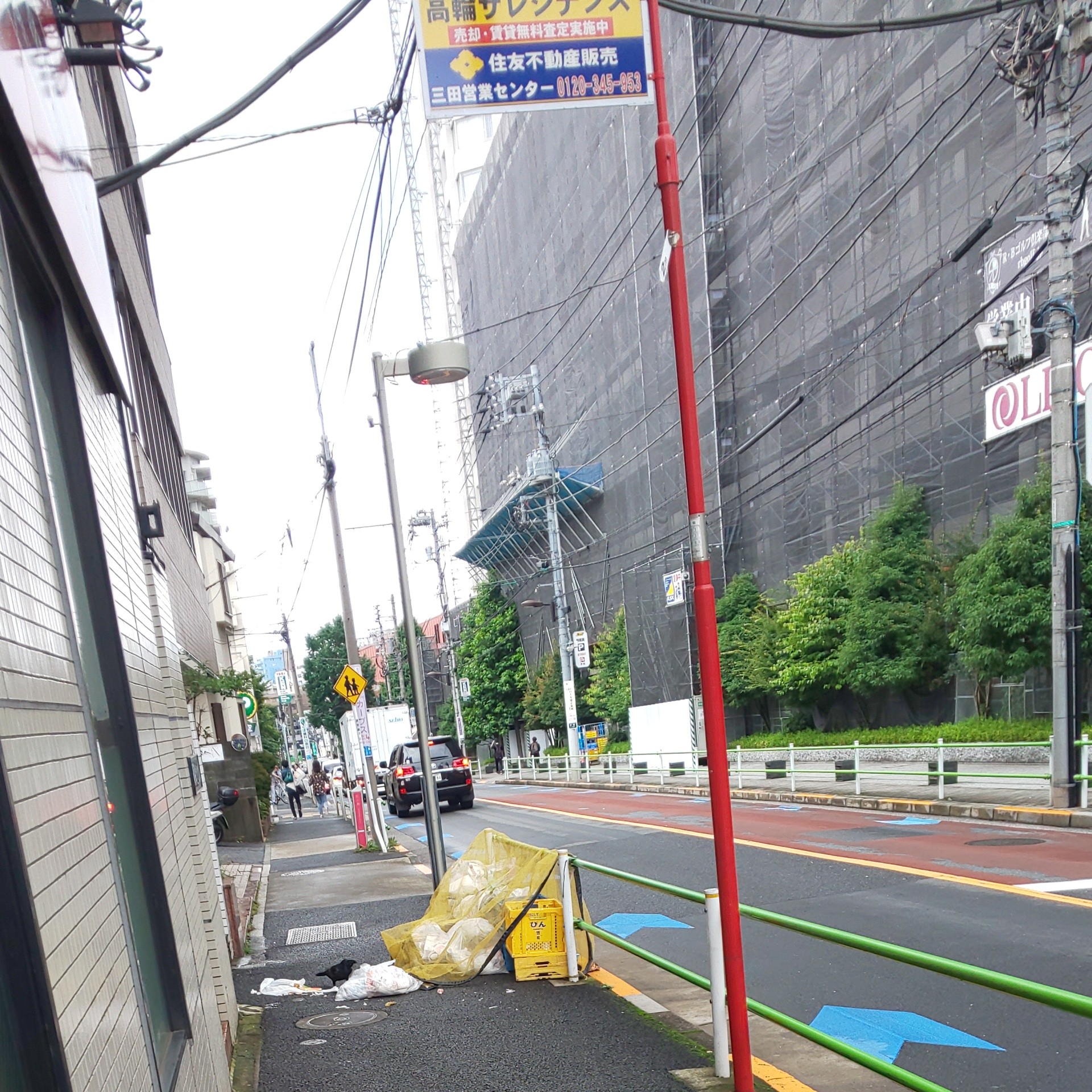 桜田通りに面してて路地裏は電線ビューでし...