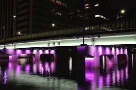 運河もライトアップされていて川面に映る光...