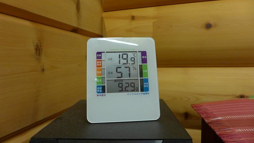 今朝の7時35分頃の温湿度計です。絶対湿...