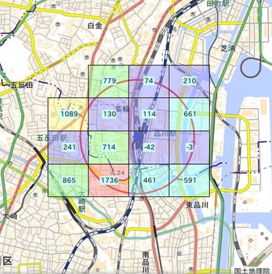 たとえば、この品川駅の図で品川駅港南口の...