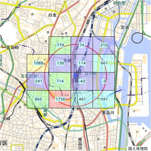物件サイトの品川駅エリアは赤丸印内です。