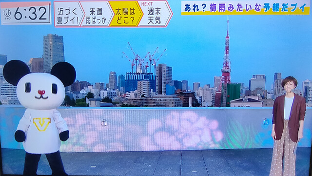 テレビ朝日の天気予報で、東京タワーと麻布...