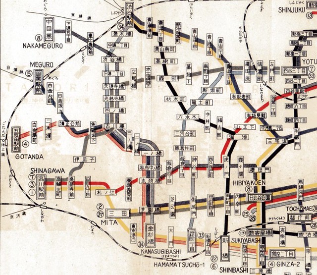 当時の都電路線図を見ると、都電は品川駅前...
