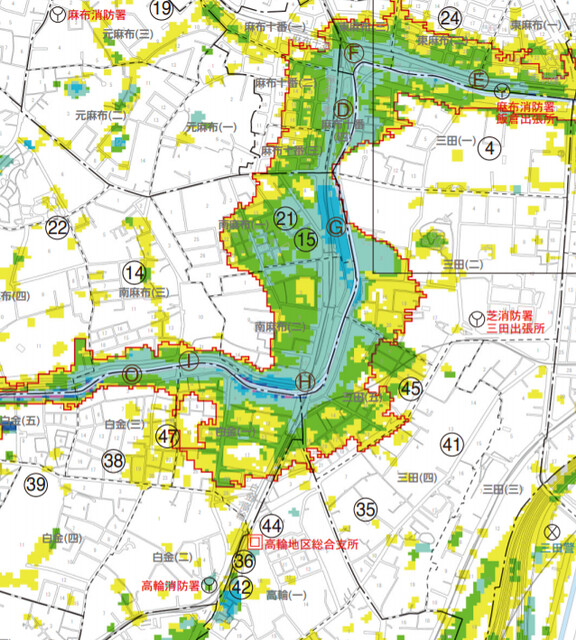 港区の新しい浸水ハザードマップ