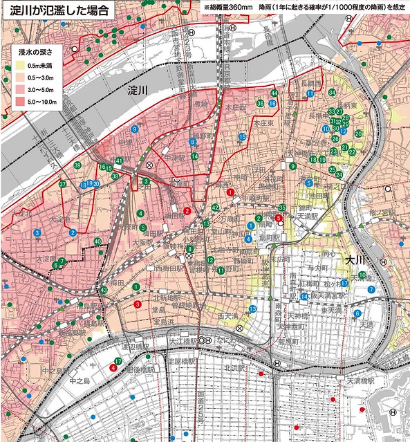大阪市のハザードマップを掲載しておきます...
