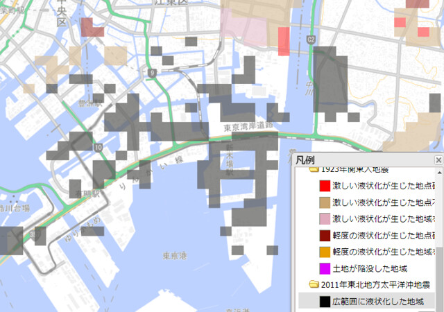 液状化履歴図も、東日本大震災時のデータを...