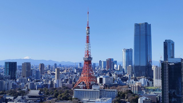 浜松町からの東京タワービューは、富士山や...