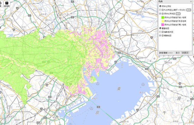 東京都内、特に東側の下町地区、海沿いの埋...